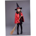 thumbnail image 5 of Capa de bruja para niños con sombrero Capa de vampiro de doble cara unisex Capa de cosplay de Halloween de Navidad (27.5", negro/rojo) 2 piezas JAMW Sencillez, 5 of 5