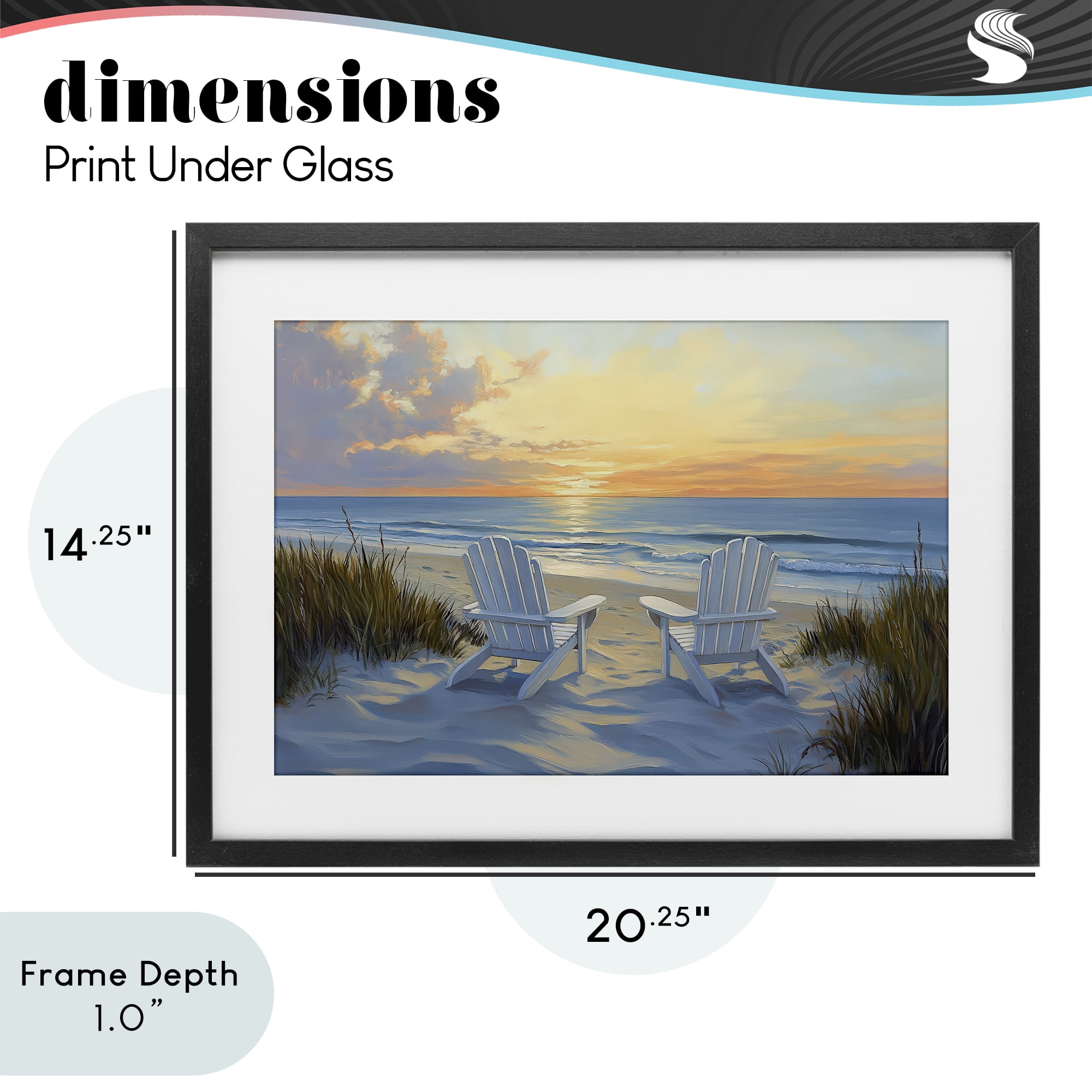 Stupell Industries Calm Beach Sunset Overlook Black Framed Print Under Glass, design by Petal Prints Design