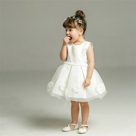 

Infant Baby Girl Princess Dress Bow Flower Party Pageant Birthday Dresses Tulle Skirt Wedding Dresses