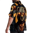 thumbnail image 3 of Vintage Bear Men's Short Sleeve Poplin Button Down Hawaiian Printed Summer Beach Shirt, Unisex, 3 of 6