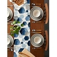 thumbnail image 5 of Navy Blue Geometric Table Runner Gold White Hexagon Modern Tablerunners 13 x 108 Inch, Table Decorations Tabletop Scarf for Summer Gathering Holiday Farmhouse Kitchen Dining Decor, 5 of 6