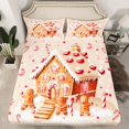 thumbnail image 3 of Homewish Gingerbread Man Kids Twin Sheet Sets, Kawaii Winter Xmas Cabin Twin Fitted Sheet, Christmas Snowflake Flat Sheet, Lightweight Room Decor, 3pcs, 3 of 8