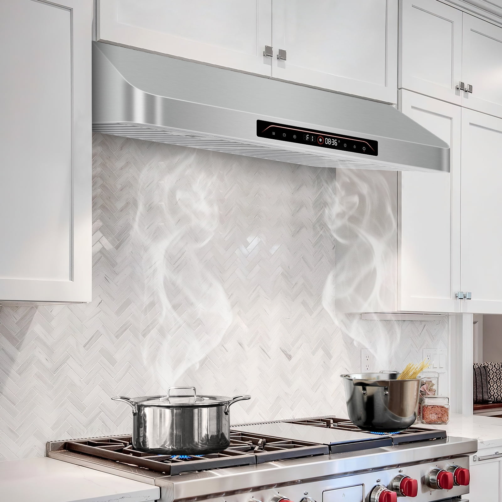 Tylza 30 inch 900 CFM Ducted Under Cabinet Range Hood,4 Speed Gesture Sensing&Touch Control Panel