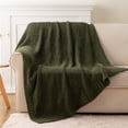 thumbnail image 5 of Battilo Olive Green Knit Throw Blanket for Couch Sofa, Soft Cozy Lightweight Chenille Blanket, 50"x60", 5 of 8