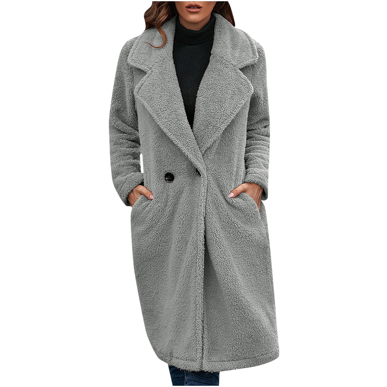 REORIAFEE Trench Coat Womens Fall Shackets Long Sleeve Trendy