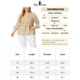 thumbnail image 7 of Agnes Orinda Women's Plus Size Pleated V Neck 3/4 Sleeves Floral Blouse 1X White, 7 of 7