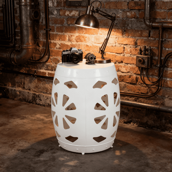 ASINMAK Coastal Scratch-Resistant Round End Table, White