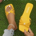 thumbnail image 6 of Miluxas Flat Sandals for Women Strappy Square Open Toe Slip On Cute Flat Sandals for Summer Yellow 8.5(42), 6 of 9