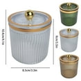 thumbnail image 3 of Tranlucent Apothecary Ribbed Geometric Etched Glass Jar W/Gold Metal Lid Cover for Bathroom Organization, Cotton Balls, Q Tips, and Small Accessories, Bathroom Storage, 3 of 6