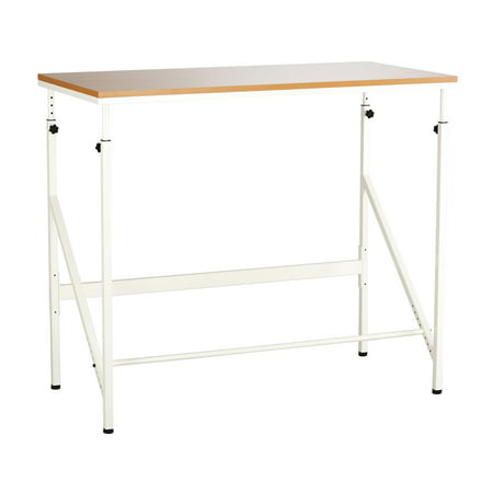Lot of 4 Elevate Office Work Durability Beech Top & Cream Steel Legs Standing-Height Desk With Adjustable