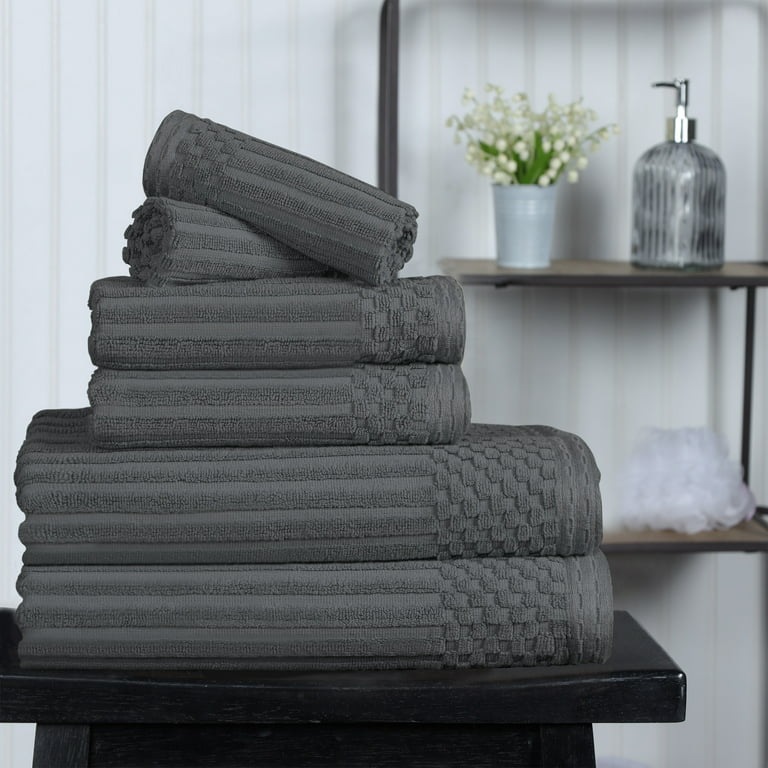Charcoal Grey Geo Egyptian Cotton Towel