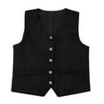 thumbnail image 2 of Boys Shirts,Cowboy Vest Suede Leather Style Western Wear Vintage Waist Coat Unique Retro Piece for Dress-Up & Play,Shirts for Boys,Black,5-6 Years, 2 of 8