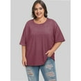 thumbnail image 6 of Oversized T Shirts for Women Short Sleeve Loose Fit Crewneck Summer Tops Casual Basic Rolled Sleeves Tee Shirt, 6 of 6
