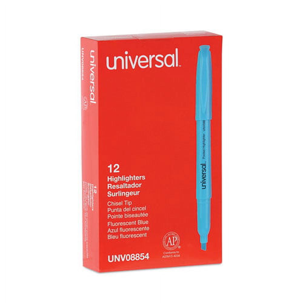 Pocket Highlighters, Fluorescent Blue Ink, Chisel Tip, Blue Barrel, Dozen | Bundle of 2 Dozen