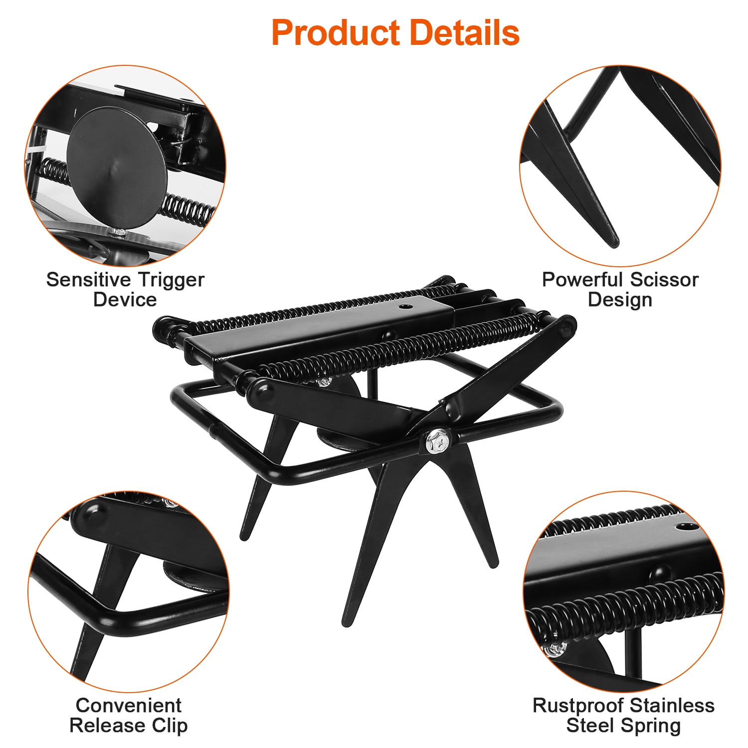 2 Pack Mole Traps Thickened Metal Mole Scissor Trap Reusable Mole Trap Mole Control Easy Set Ground Mole Trap for Lawns (Black）