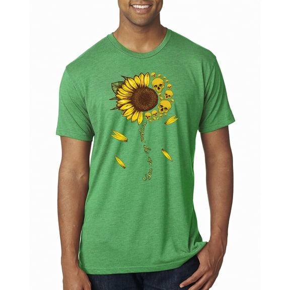 Wild Bobby, You Are My Sunshine Skull And Sunflower Inspirational/Christian Mens Premium Tri Blend T-Shirt, Envy, Small