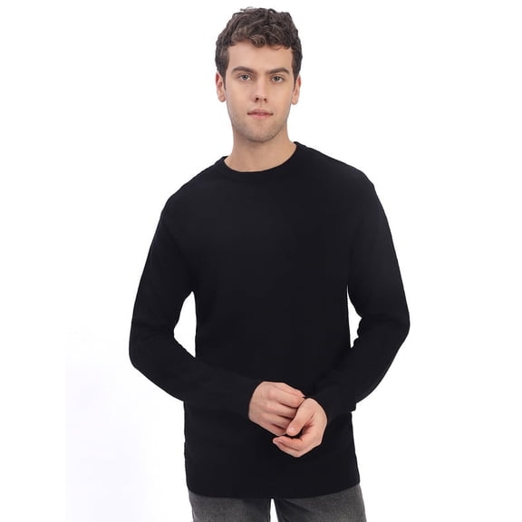 Cavardi Casual Men’s Round Neck Sweater – Black | S