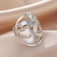 thumbnail image 3 of TEAMER OM Symbol Stainless Steel Women Silver Ring Amulet Hinduism Sacred Spiritual Incantation Pranava Yoga Meditative Jewelry, 3 of 4