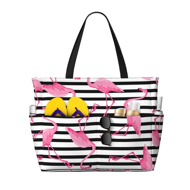 Easygdp Flamingos Bolsa de Viaje de Playa de Gran Capacidad, Bolsa Tote Perfecta para la Playa, Escapadas de Fin de Semana y Viajes