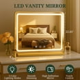 thumbnail image 4 of LED Makeup Mirror with Lights, Vanity Mirror with 3-Color Dimmable Lighting & Smart Touch Control, Tabletop Lighted Mirror with Memory Function, HD Tempered Glass for Bedroom and Dressing Room, 4 of 9