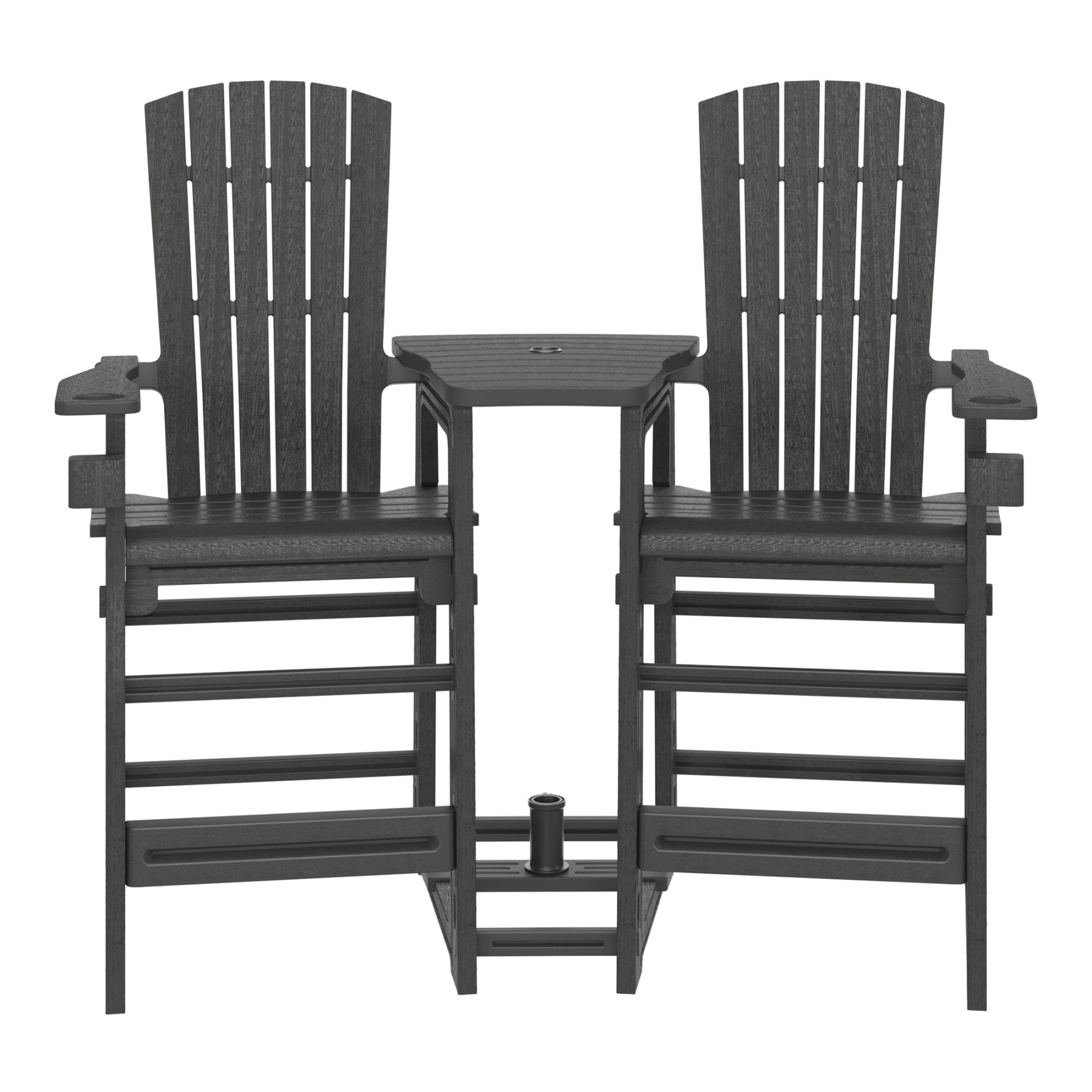 WestinTrends Azura Outdoor Tall Adirondack Chairs With Connecting Table Tray (Set of 2), Gray