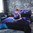 thumbnail image 5 of Erosebridal Three Wolves Howling at Galaxy Print Bedding Comforter Set, Cosmic Wildlife Queen Bedding Sets for Men and Women, Black Reversible 7pcs, 5 of 6