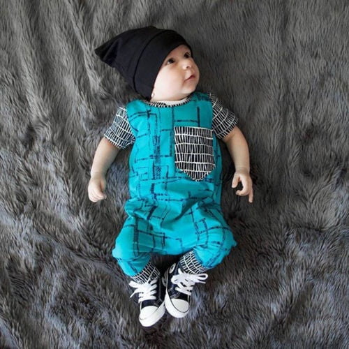 Newborn Kid Baby Boy Infant Cotton Outfit Jumpsuit Romper Bodysuit Clothes Green 