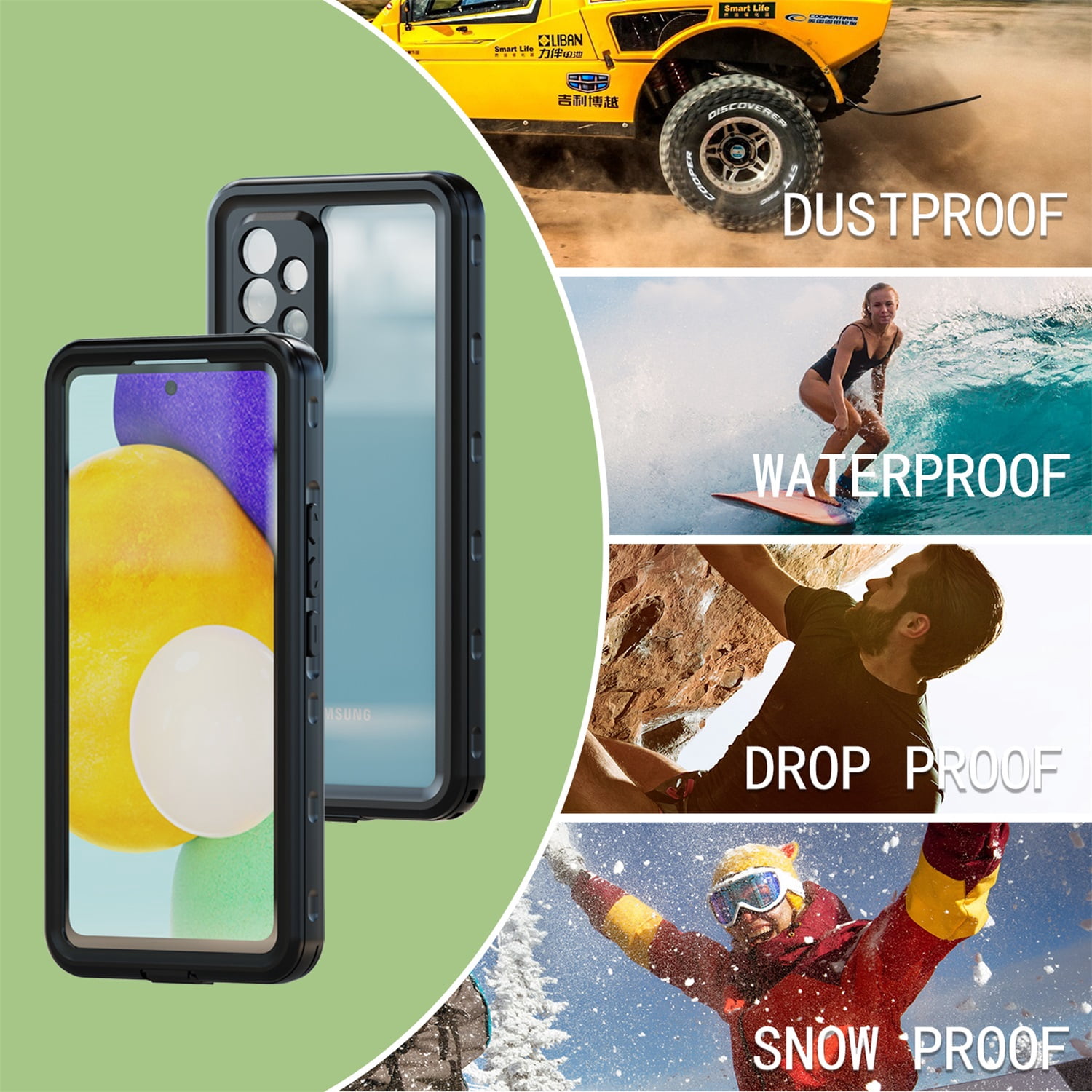 for Samsung Galaxy A53 5G Case Waterproof,Galaxy A53 5G Case [Built-in Screen & Lens Protector][Military Grade Shockproof][IP68 Underwater][Real 360°]Full Body Rugged Samsung A53 5G Case, Black