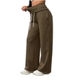 thumbnail image 6 of ClodeEU Women Elastic Drawstring High Waist Wide Leg Sweatpants,Casual Loose Pants with Pockets Brown,Women's Plus S, 6 of 6