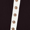 thumbnail image 7 of Women's Color Block Collared Knit Midi Dress, Short Sleeve Slim Waist Bodycon Dress, Elegant Fitted Sweater Dress for Fall Winter Daily Outfits Coffee L(L), 7 of 7