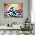 thumbnail image 2 of ONETECH  Japanese Wave Tapestry Kanagawa Great Wave Tapestry 40X 30inch Cherry Blossoms Wall Hanging Party Decorations Home Decor For Bedroom Living Room Dorm, 2 of 7