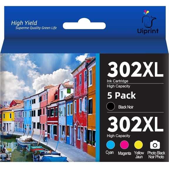 302XL Ink Compatible for Epson T302XL Inkjet Ink Cartridges for Expression Premium XP-6000 XP-6100 Printer (Black Photo Black Cyan Magenta Yellow, 5-Pack)