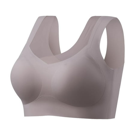 VISALY Bras for Women  Smoothing Bras Anti Sagging Wireless Comfy Bra for Older Women No Underwire Full Coverage Bra  Tank Top with Built In  Wireless Bra  Underwear Camisoles (Gray  L)