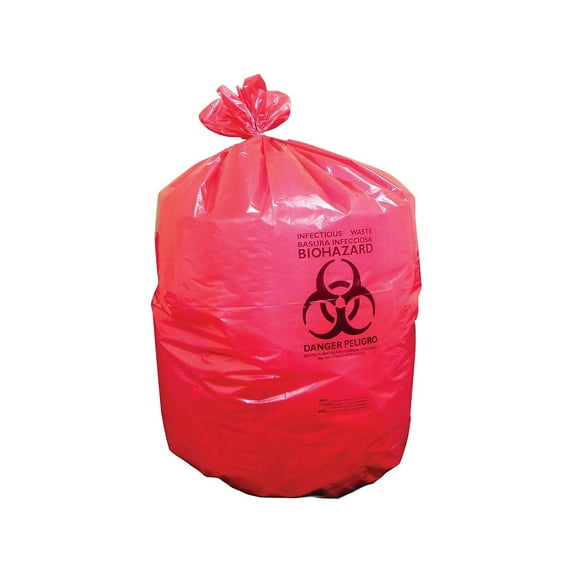 Heritage 30 Gal. Biohazard Liners Red 43"L x 30"W 342596