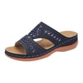 thumbnail image 6 of Womens Sandals Flower Embroidery Open Toe Slides Comfy Orthopedic Walking Shoes Lightweight Cushioning Slip on Summer Beach Shoes Navy Size 9, 6 of 7