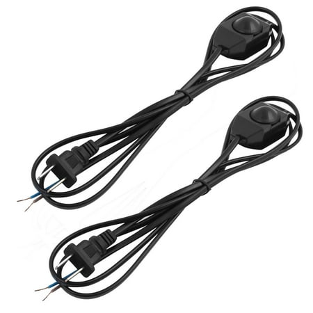 - Black PVC Shell Strip Lamp Inline Dimmer Switch US Plug 2pcs
