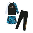 thumbnail image 3 of IEFIEL Kids Girls 3Pcs Swimsuit Rash Guard Set Long Sleeve Swim Tops with Shorts Pants Sun Protection Bathing Suit Black 6, 3 of 7