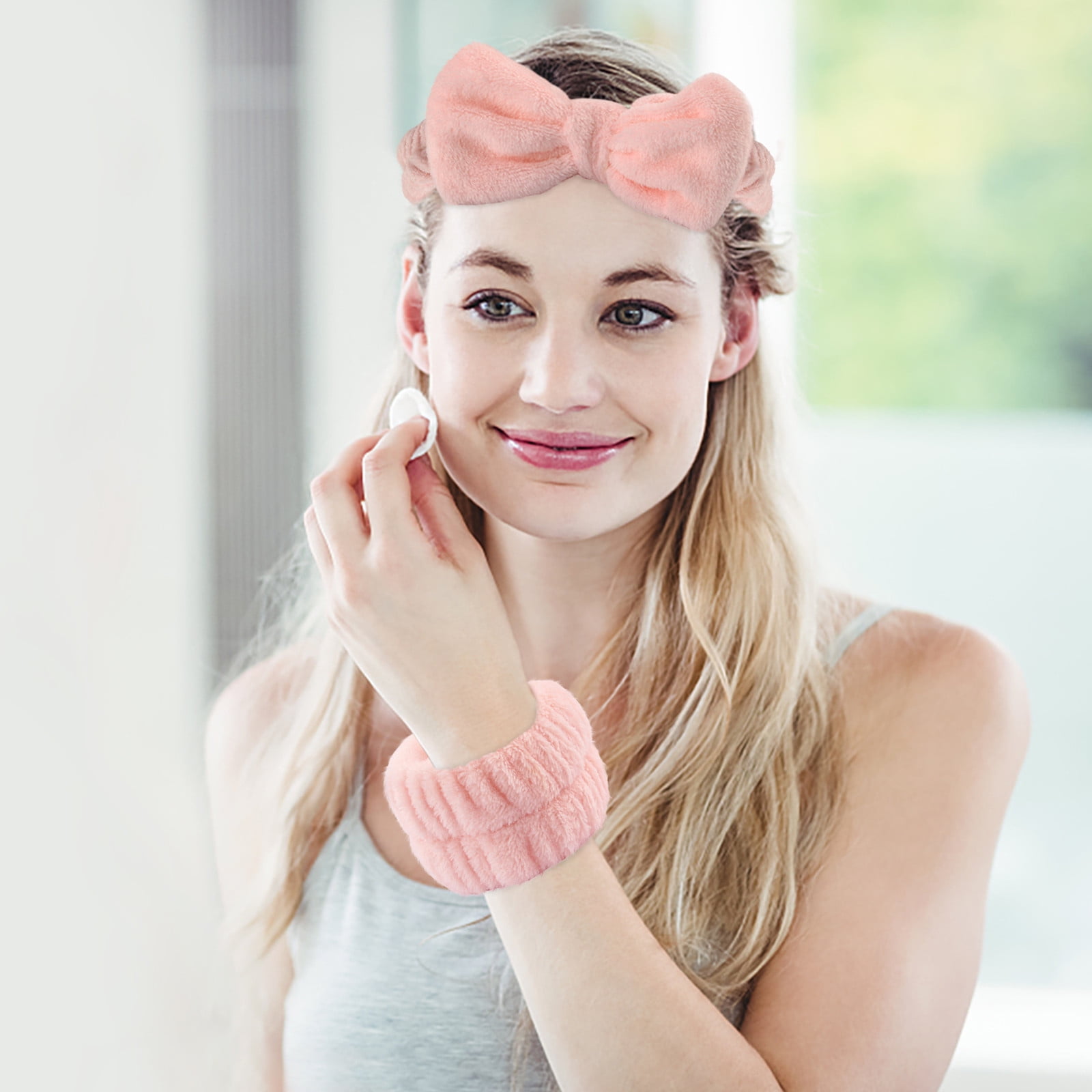 Herrnalise 3 Pieces Spa Headband Wrist Wash band Scrunchies Cuffs for