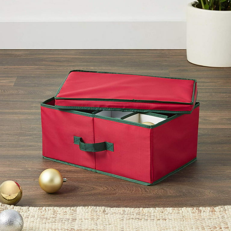 Homz Small Heirloom Holiday 24-Ornament Storage Box, 1 Count, Green