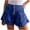 Blue, variant on Summer Shorts for Women High Waist Ruffle Rayon Casual Short Pants Buttons Pleated Wide Leg Dressy Shorts (3XL, Black)