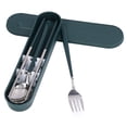 thumbnail image 1 of 304 Stainless Steel Fork Spoon Chopsticks Set Flatware Reusable Utensils Set for Students Office WorkersGreen Silver, 1 of 5