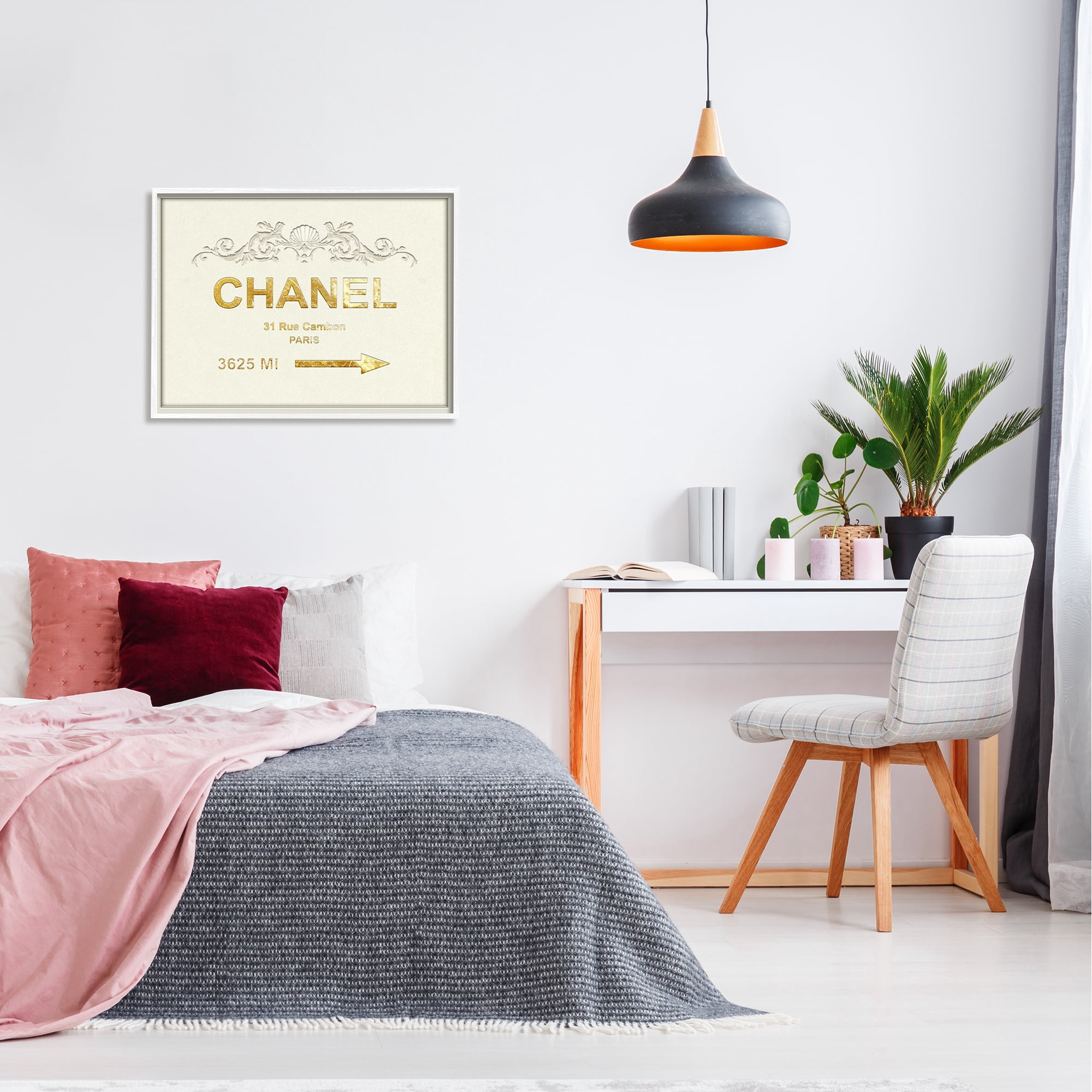 Stupell Industries Parisian Fashion Sign Distance from New York Graphic Art Framed Art Print Wall Art, 30x24, By Ziwei Li