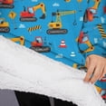 thumbnail image 3 of Oversized Wearable Blanket Hoodie,Cartoon Construction Vehicles Barriers Blue Pattern Sherpa Blanket Hoodie with Super Pockets,Super Warm Fuzzy Pullover for Women & Men, 3 of 6