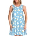 thumbnail image 1 of Fotbe Blue Popcorn Vestido de Verano sin Mangas para Mujer – Vestido Midi Línea A, Estilo Camiseta Floral, Vestido Playero Casual y Fluido, 1 of 7
