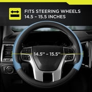 Auto Drive Faux Leather Steering Wheel Cover, Multiple Colors, Blue Black