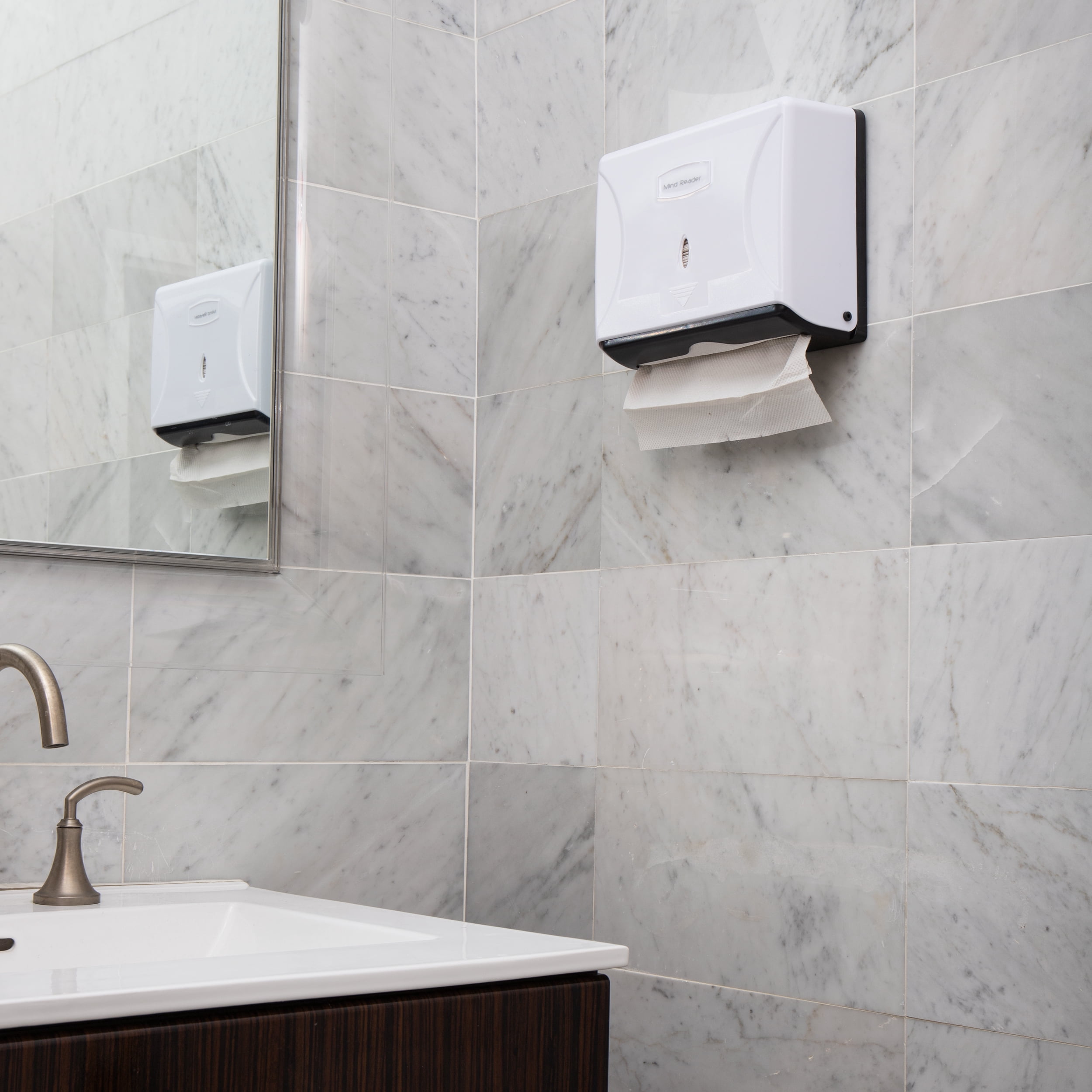 Mind Reader Paper Towel Dispenser, Tri-Fold Towel Holder, Restroom, Wall Mount, Bathroom, White