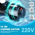 thumbnail image 7 of EastVita 3/2HP Swimming Pool Pump – 220V Single Speed Self-Priming Pump for Above Ground Pools 1800W Copper Motor Quiet Performance Complete with Unions and Strainer Basket UL Certified, 7 of 7