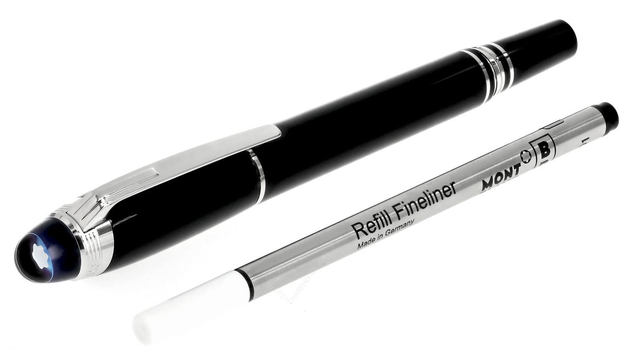 Montblanc Resin and Platinum Coated Pen, Fine, Black Ink