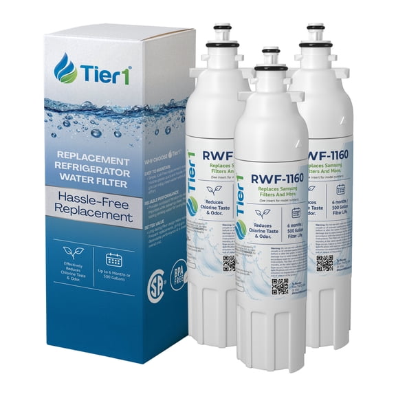 Tier1 RWF1160 ADQ73613401 Refrigerator Water Filter | Replacement for LG LT800P, 46-9490, fl-rf20 Fridge Filter - Up to 18 Months | Easy Install | Odor Control | Great Tasting Water (3-pk)