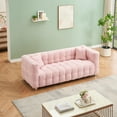 thumbnail image 6 of Aukfa 80" Modern Comfy Sofa, Deep Tufted Couch for Living Room, 2 Pillows, Teddy Fleece Pink, 6 of 9